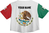 Intenprints Personalized Mexico Crop Top Baseball Jersey Shirt, Mexican Flag Jersey, Mexicano Jersey for Women Mexican Pride